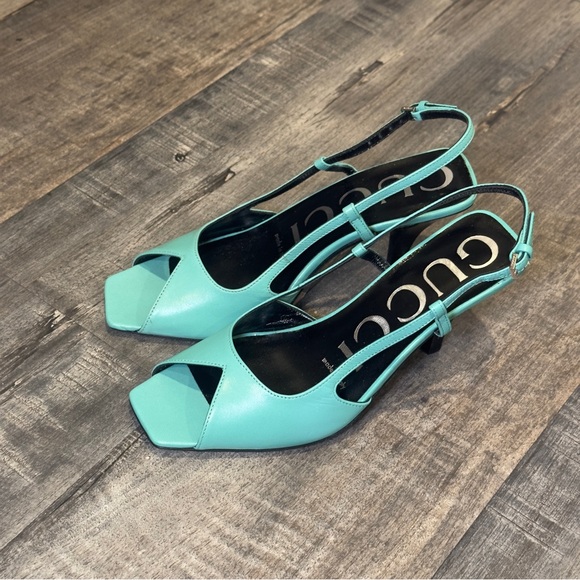 Gucci Women's Turquoise Slingback Heels Size 34 1/2 - Picture 4 of 7